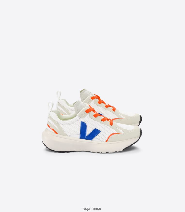 chaussures Veja lacets élastiques canari alveomesh blanc indigo enfants 0826JT377