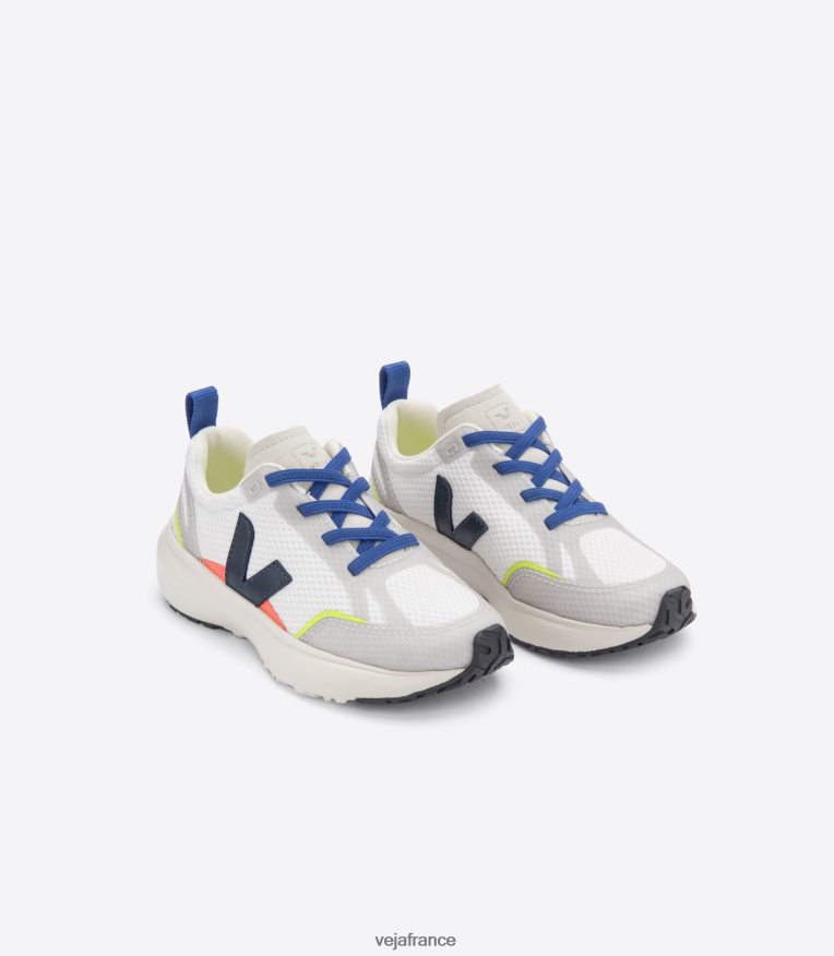 chaussures Veja lacets élastiques canari alveomesh blanc nautico enfants 0826JT381