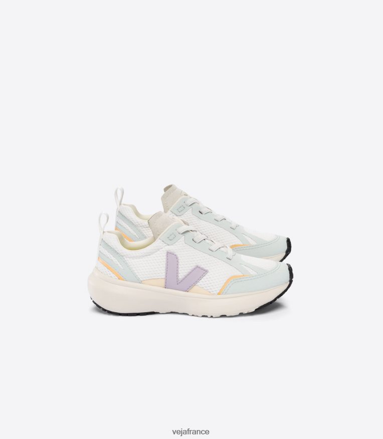 chaussures Veja lacets élastiques canari alveomesh blanc parme enfants 0826JT386