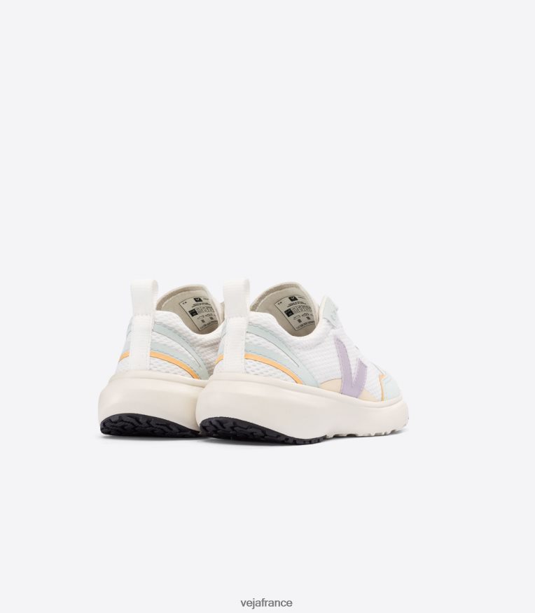 chaussures Veja lacets élastiques canari alveomesh blanc parme enfants 0826JT386