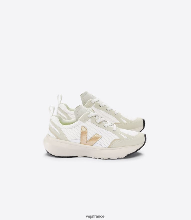 chaussures Veja lacets élastiques canari alveomesh blanc platine enfants 0826JT378