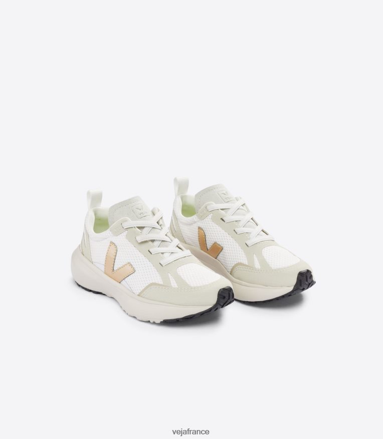 chaussures Veja lacets élastiques canari alveomesh blanc platine enfants 0826JT378