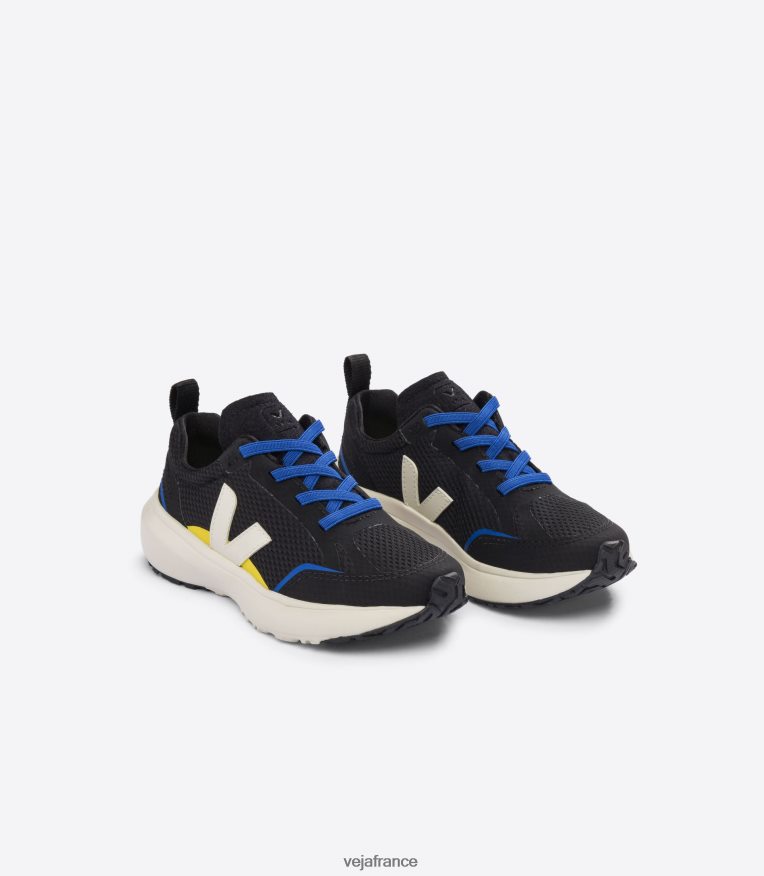 chaussures Veja lacets élastiques canari alveomesh noir pierre enfants 0826JT380