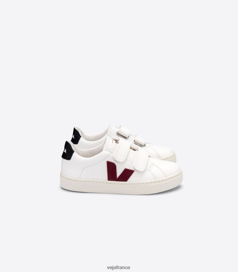 chaussures Veja esplar cuir sans chrome blanc marsala noir enfants 0826JT336