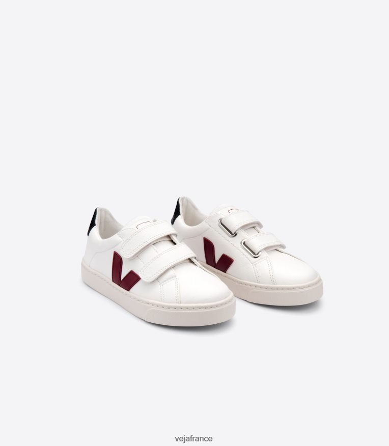 chaussures Veja esplar cuir sans chrome blanc marsala noir enfants 0826JT336