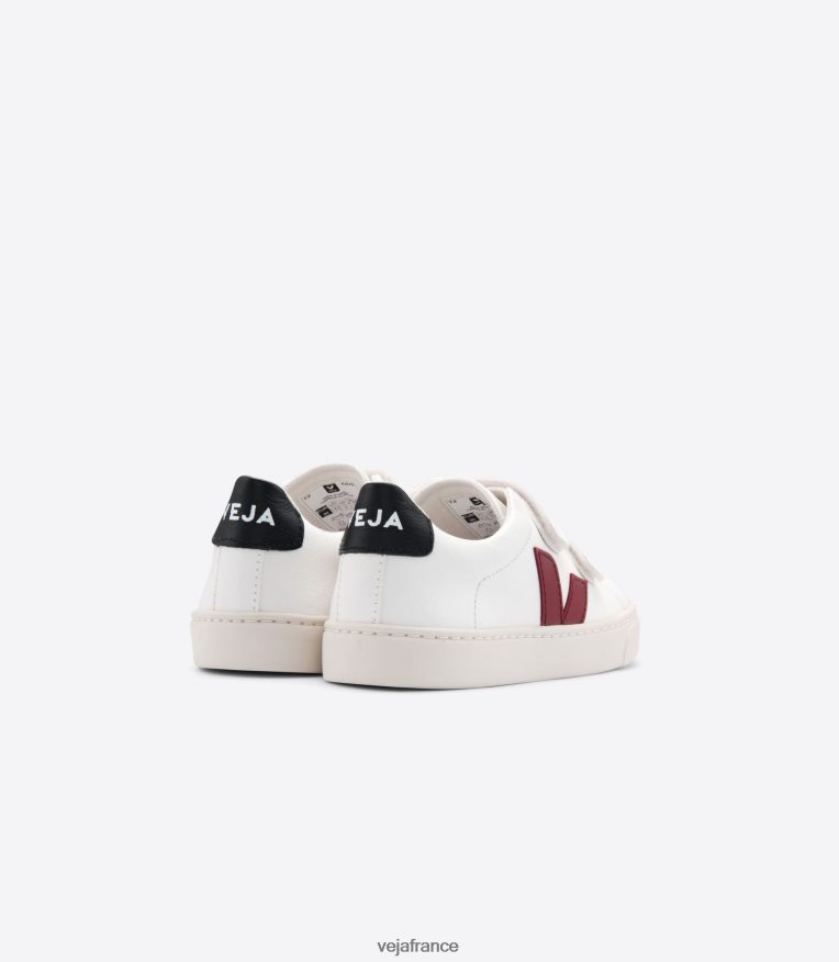 chaussures Veja esplar cuir sans chrome blanc marsala noir enfants 0826JT336