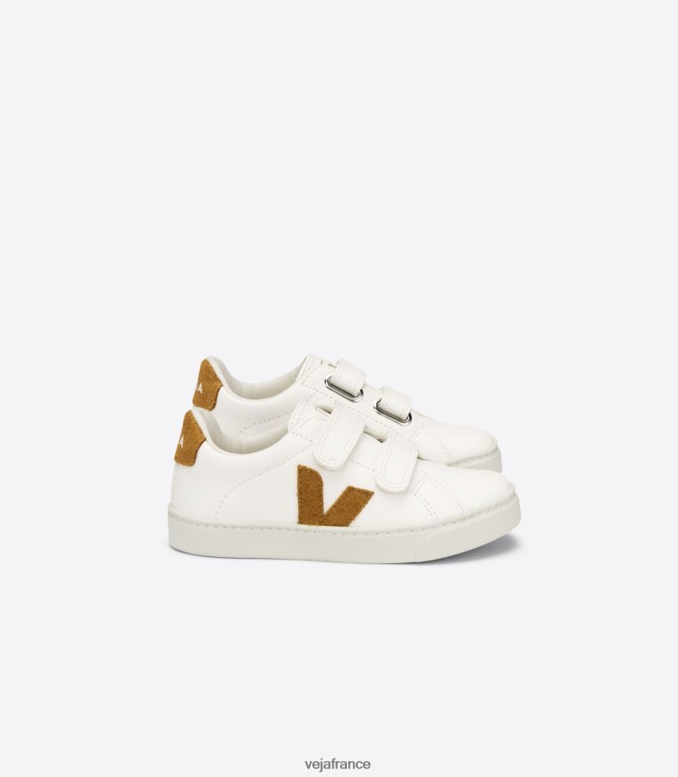 chaussures Veja esplar cuir sans chrome camel blanc enfants 0826JT328