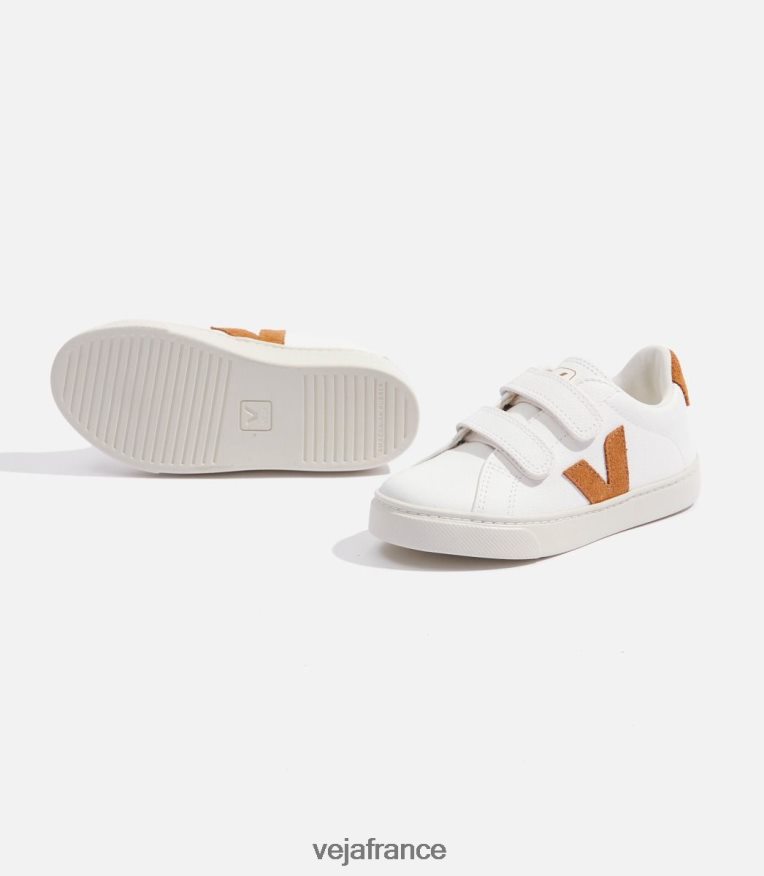 chaussures Veja esplar cuir sans chrome camel blanc enfants 0826JT328