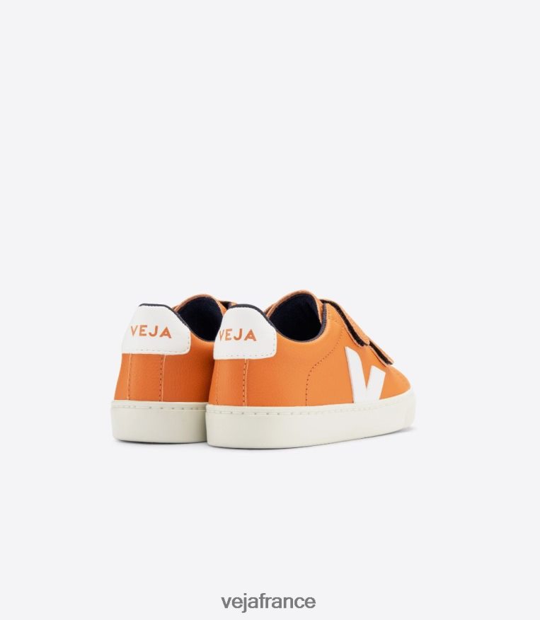 chaussures Veja esplar cuir sans chrome citrouille blanc enfants 0826JT333