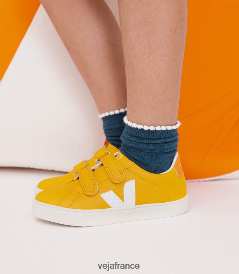 chaussures Veja esplar cuir sans chrome ouro blanc enfants 0826JT338