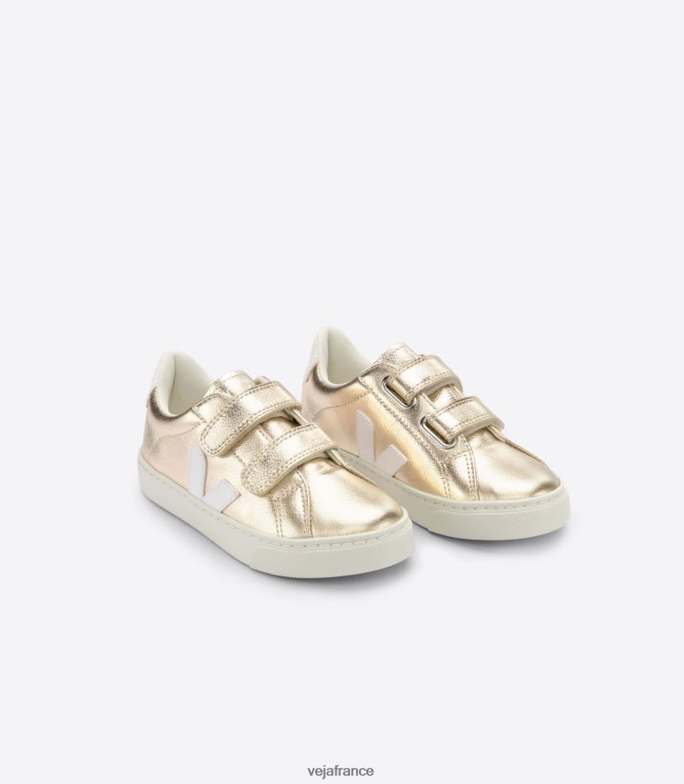 chaussures Veja esplar cuir sans chrome platine blanc enfants 0826JT327
