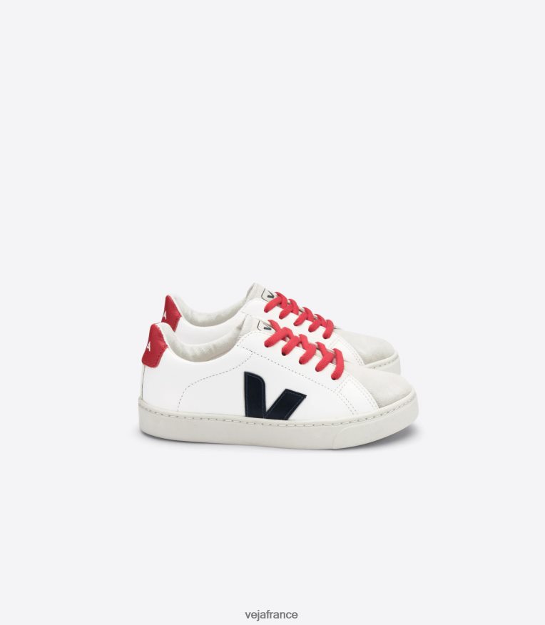 chaussures Veja lacets esplar cuir sans chrome blanc nautico pekin enfants 0826JT342