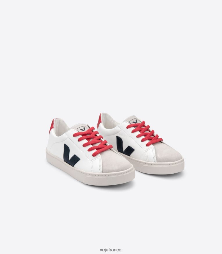 chaussures Veja lacets esplar cuir sans chrome blanc nautico pekin enfants 0826JT342