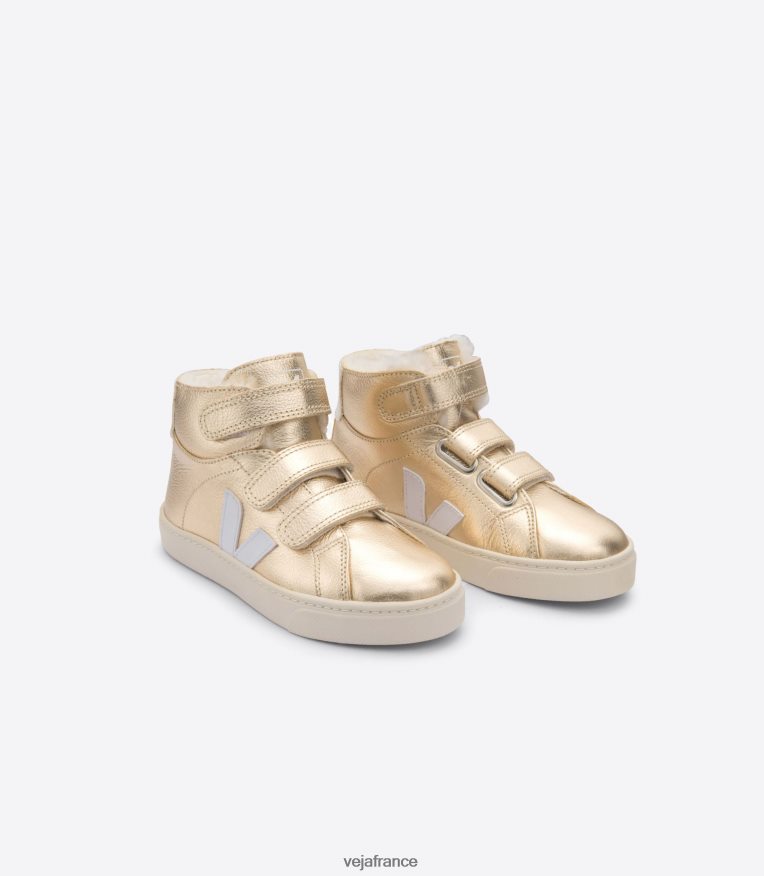chaussures Veja esplar cuir fourré mi platine blanc enfants 0826JT317