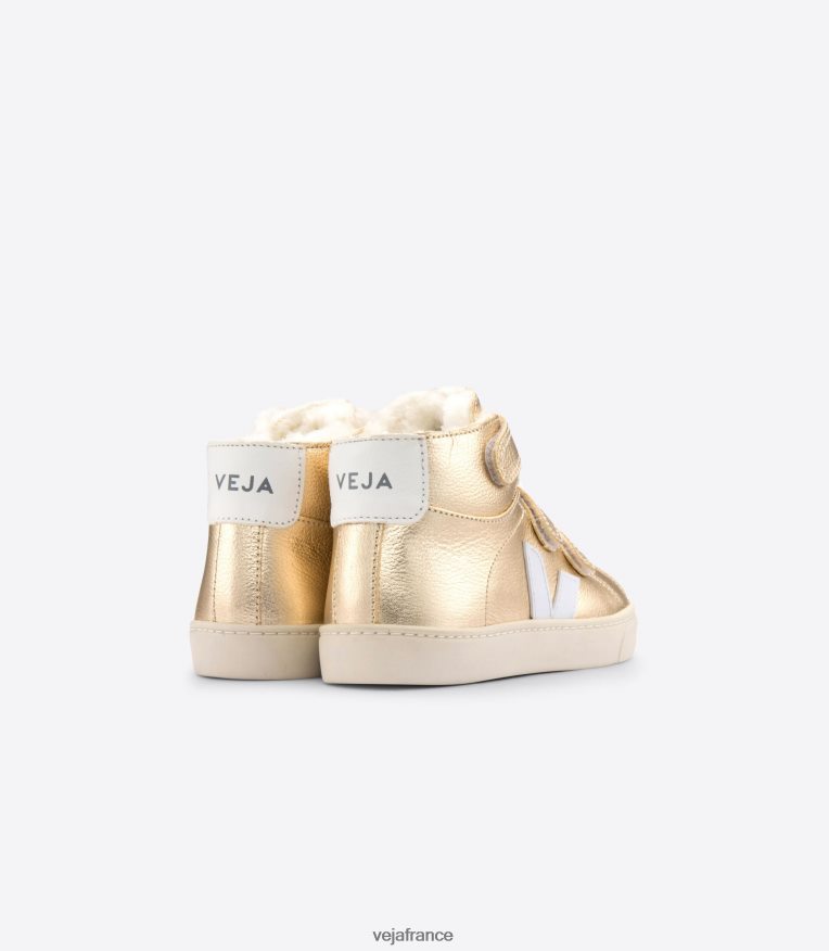 chaussures Veja esplar cuir fourré mi platine blanc enfants 0826JT317