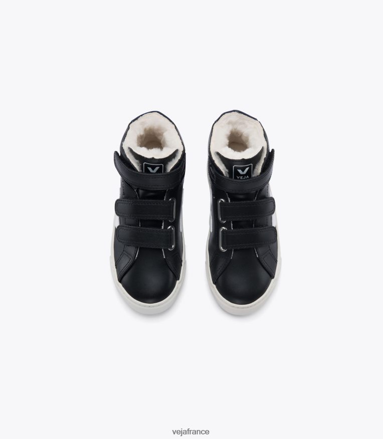 chaussures Veja esplar cuir fourré moyen noir cobalt enfants 0826JT320