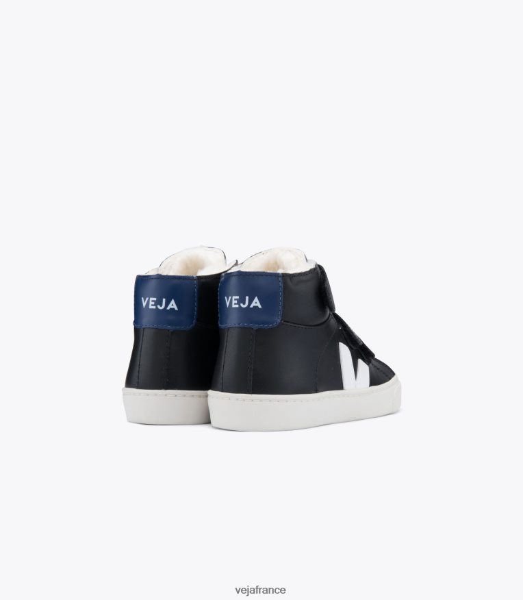 chaussures Veja esplar cuir fourré moyen noir cobalt enfants 0826JT320
