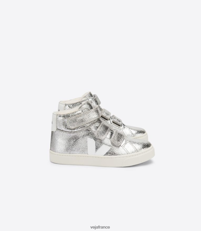 chaussures Veja esplar mi-fourrure argent blanc enfants 0826JT318