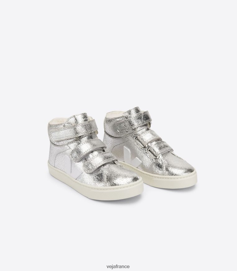 chaussures Veja esplar mi-fourrure argent blanc enfants 0826JT318