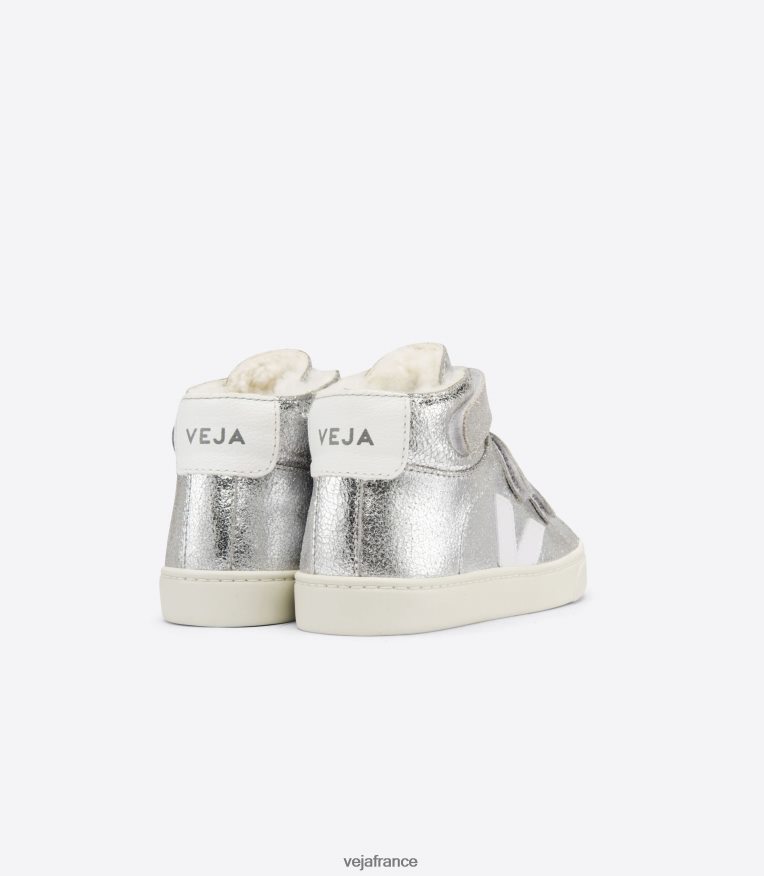 chaussures Veja esplar mi-fourrure argent blanc enfants 0826JT318