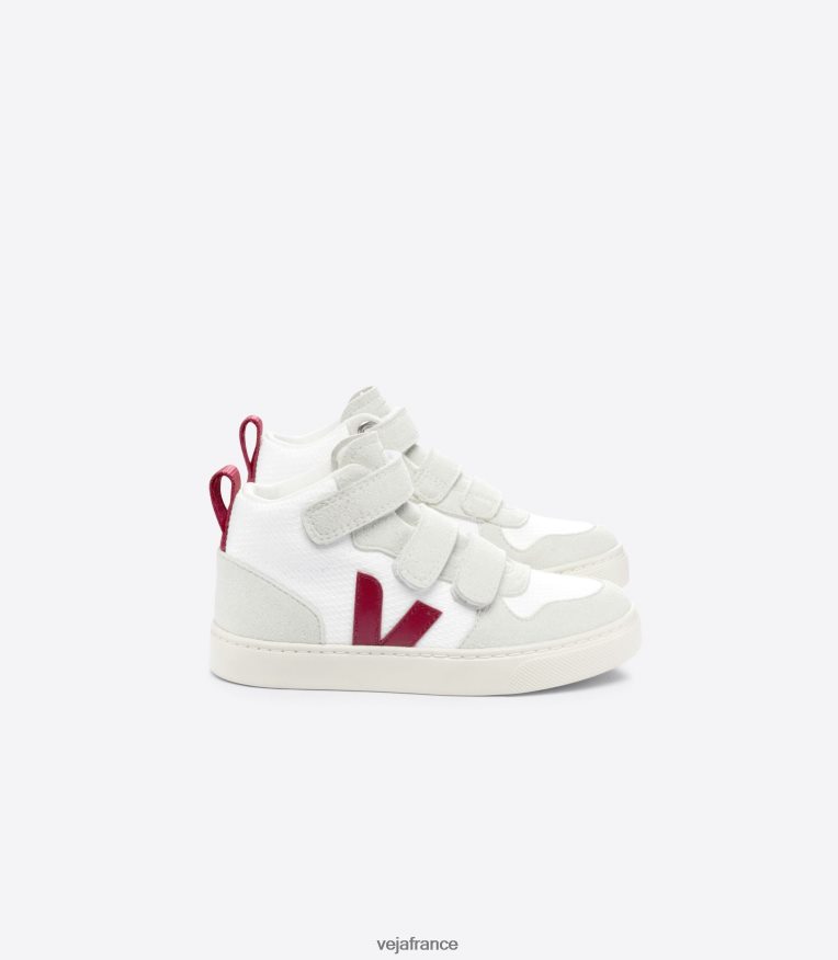 chaussures Veja v-10 mi-b-mesh blanc marsala enfants 0826JT343