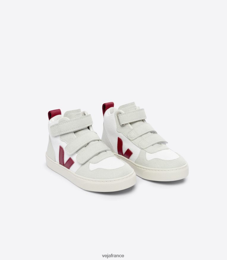 chaussures Veja v-10 mi-b-mesh blanc marsala enfants 0826JT343