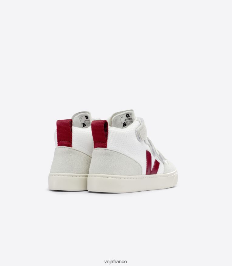 chaussures Veja v-10 mi-b-mesh blanc marsala enfants 0826JT343