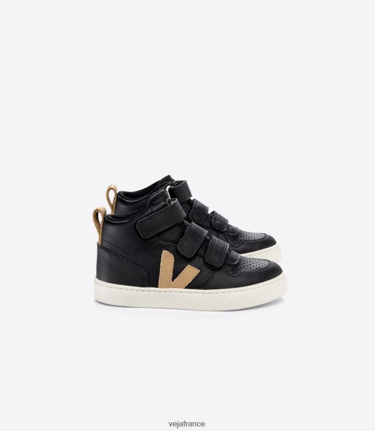 chaussures Veja v-10 mi cuir sans chrome noir dune enfants 0826JT348