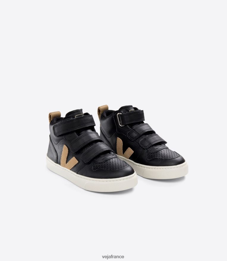 chaussures Veja v-10 mi cuir sans chrome noir dune enfants 0826JT348