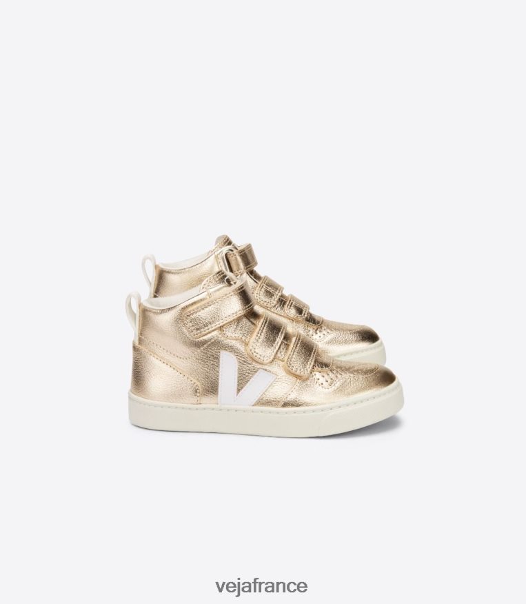 chaussures Veja v-10 mi cuir sans chrome platine blanc enfants 0826JT347