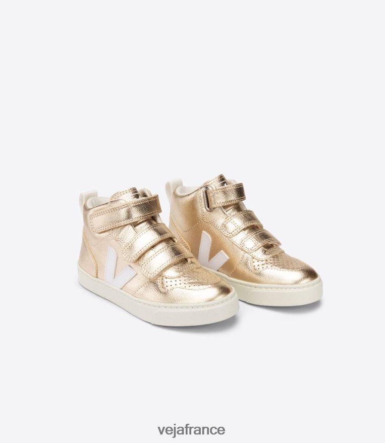 chaussures Veja v-10 mi cuir sans chrome platine blanc enfants 0826JT347