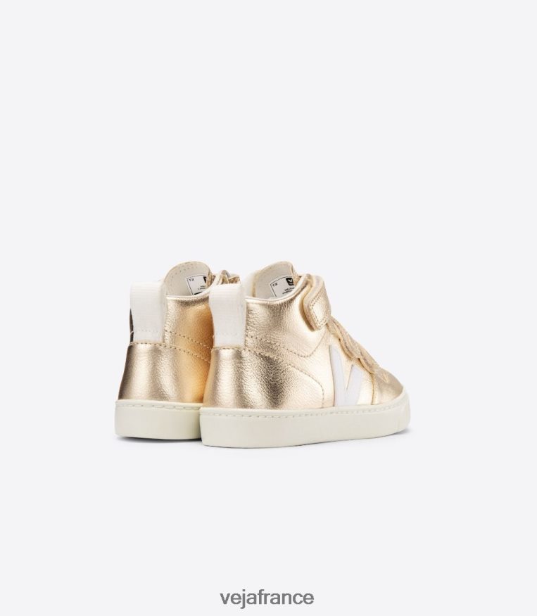 chaussures Veja v-10 mi cuir sans chrome platine blanc enfants 0826JT347
