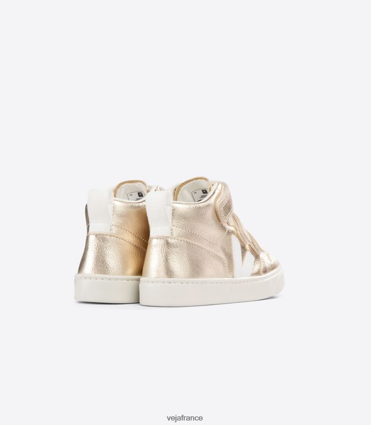 chaussures Veja v-10 mi cuir sans chrome platine blanc enfants 0826JT351
