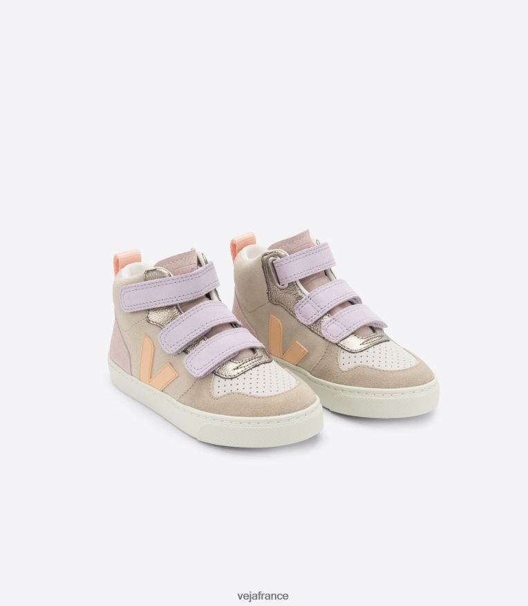 chaussures Veja v-10 mi daim multico amande pêche enfants 0826JT350