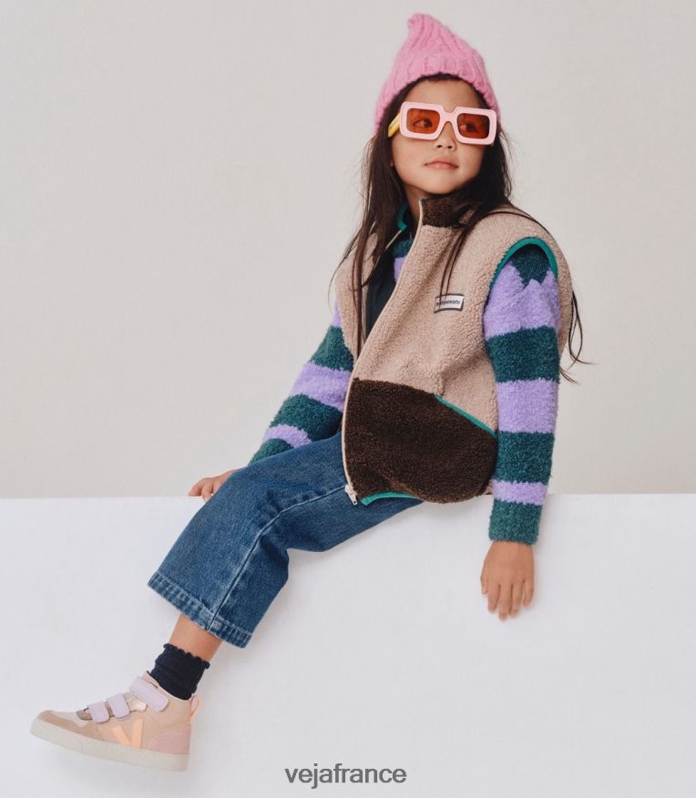 chaussures Veja v-10 mi daim multico amande pêche enfants 0826JT350