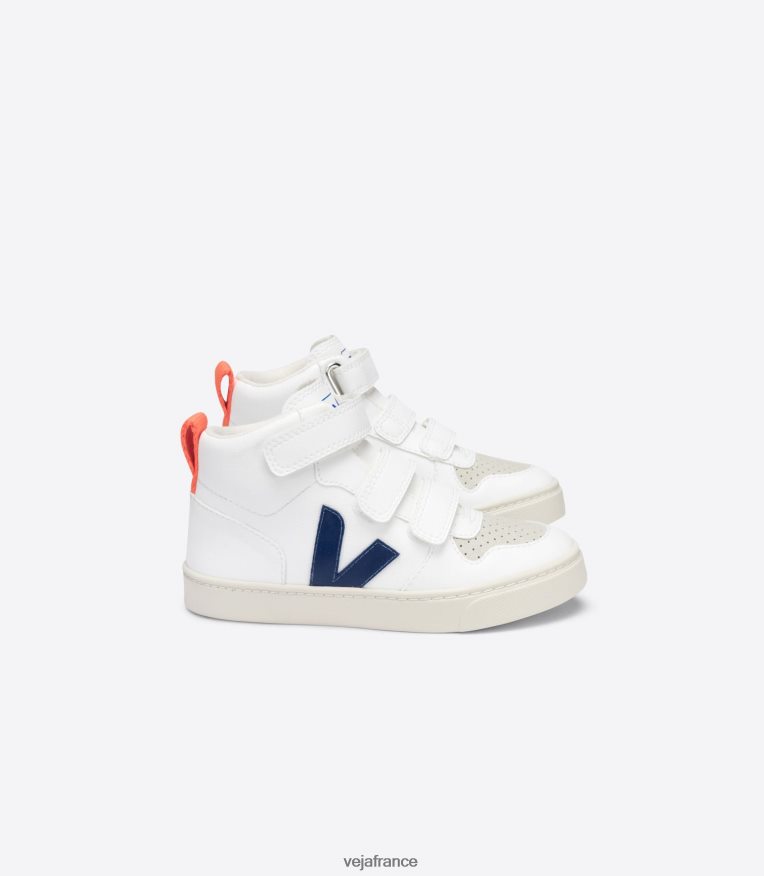 chaussures Veja v-10 mid cwl blanc cobalt orange fluo enfants 0826JT346