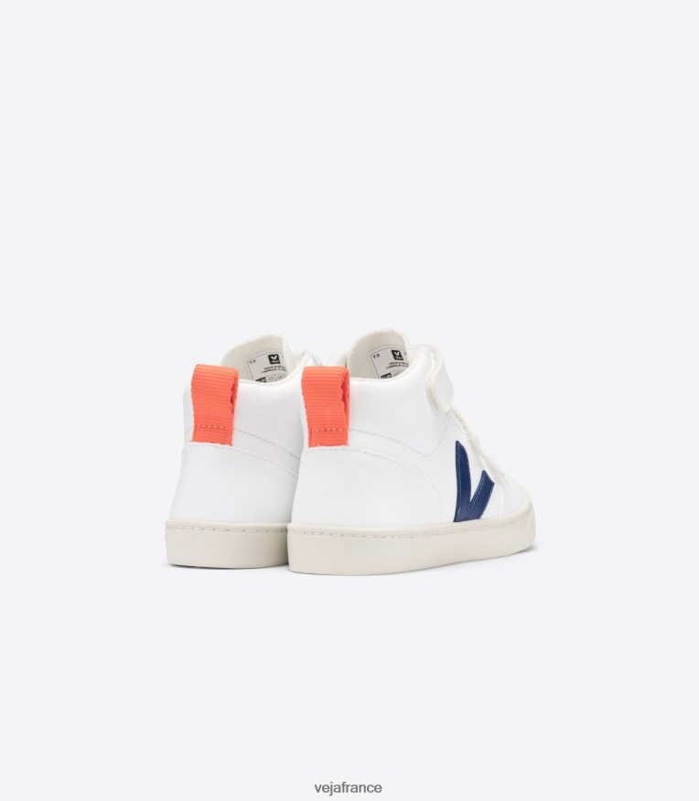 chaussures Veja v-10 mid cwl blanc cobalt orange fluo enfants 0826JT346