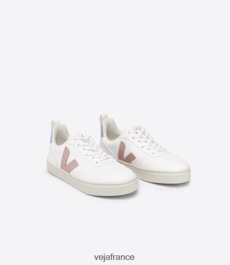 chaussures Veja lacets v-10 cwl blanc bébé bleu enfants 0826JT370