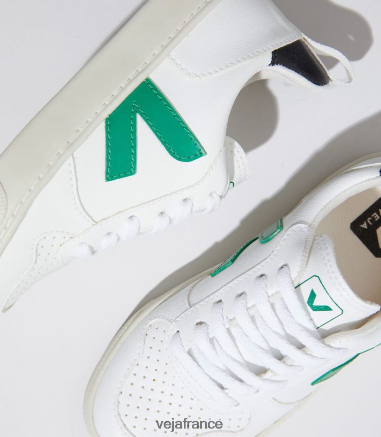 chaussures Veja lacets v-10 cwl blanc émeraude noir enfants 0826JT368