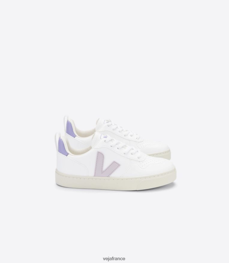chaussures Veja lacets v-10 cwl blanc parme lavande enfants 0826JT369