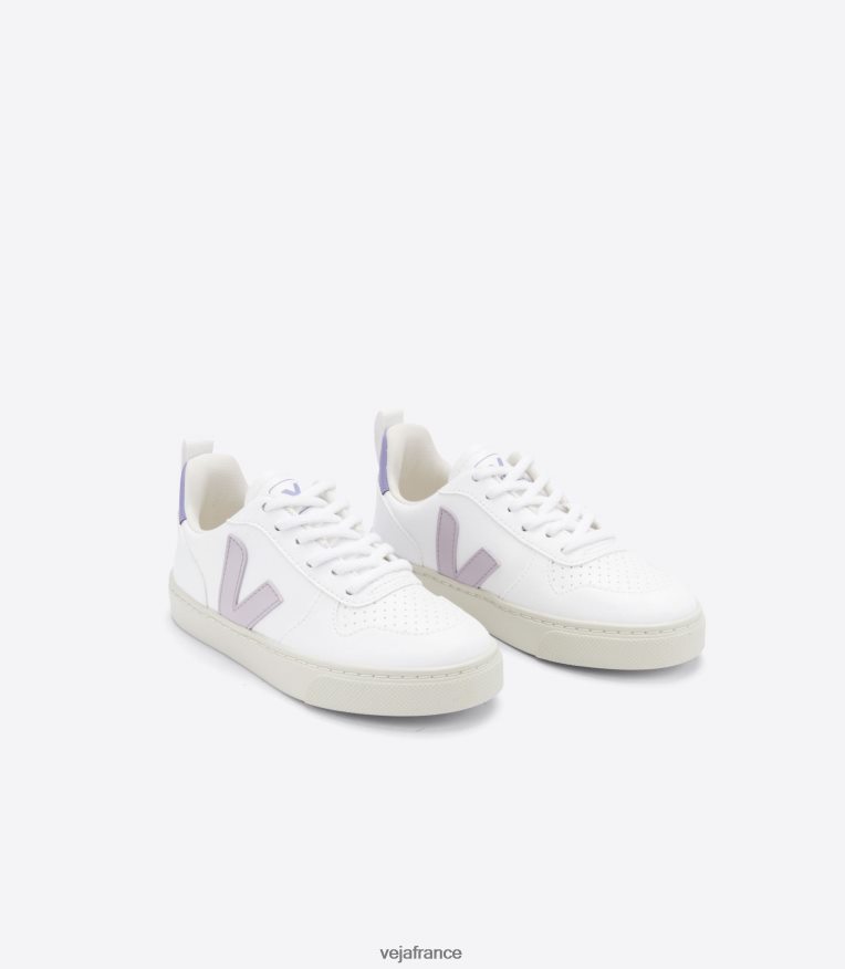 chaussures Veja lacets v-10 cwl blanc parme lavande enfants 0826JT369