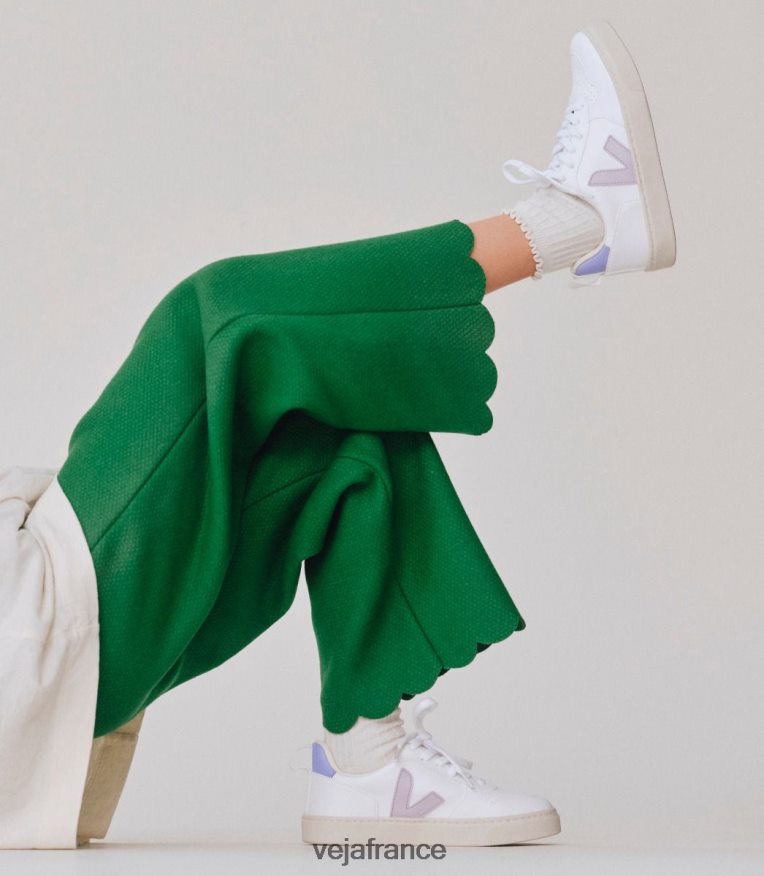 chaussures Veja lacets v-10 cwl blanc parme lavande enfants 0826JT369