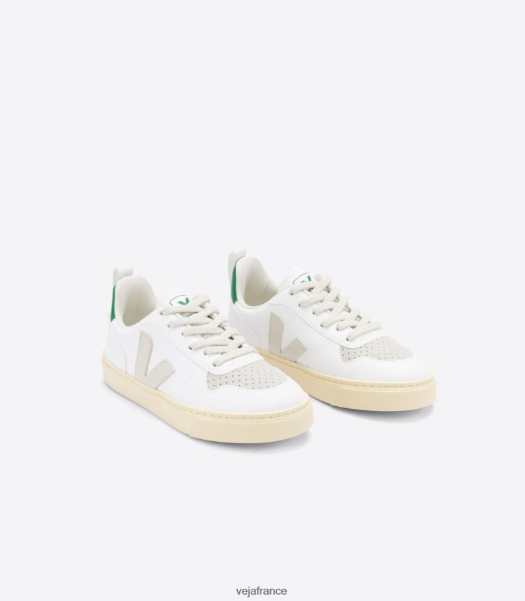 chaussures Veja lacets v-10 cwl blanc pierre émeraude enfants 0826JT366