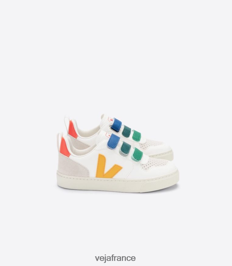 chaussures Veja v-10 cuir sans chrome multico blanc ouro enfants 0826JT354