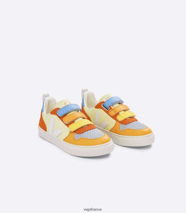 chaussures Veja v-10 cuir sans chrome multico sun enfants 0826JT353
