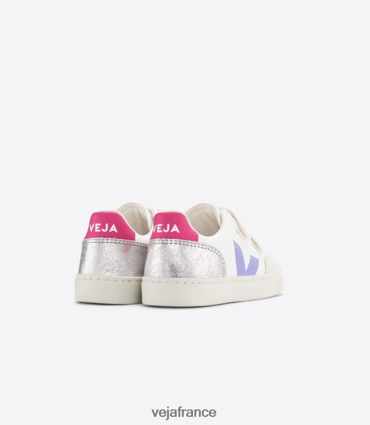 chaussures Veja v-12 cuir sans chrome argent multico enfants 0826JT307