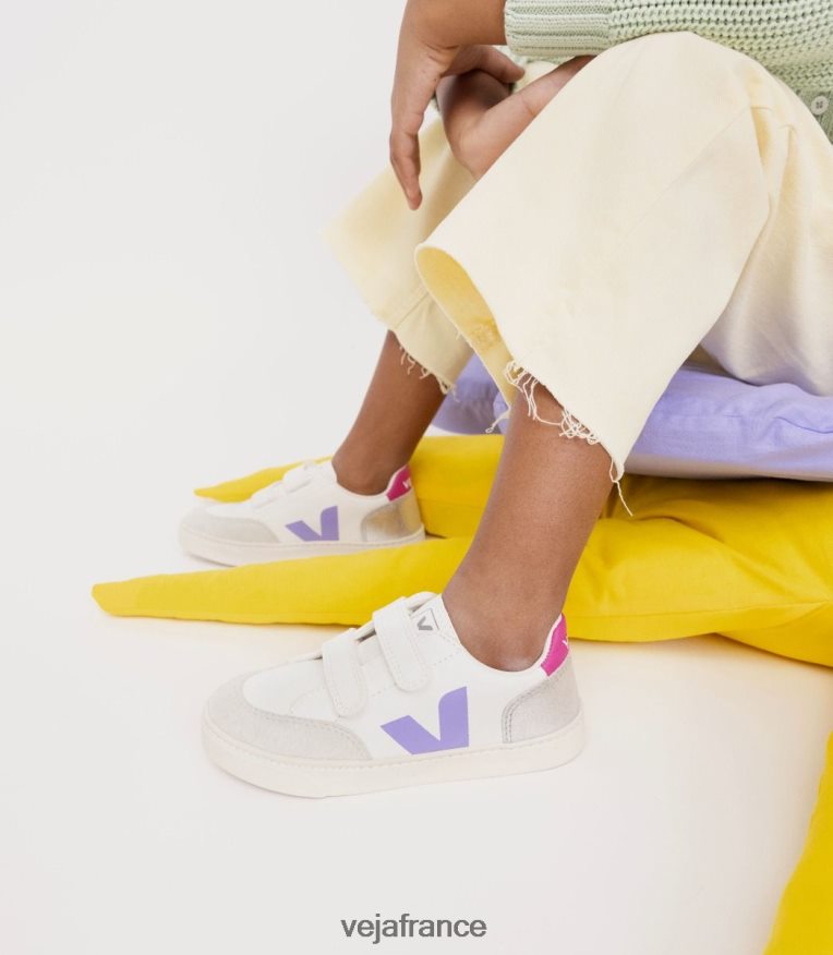 chaussures Veja v-12 cuir sans chrome argent multico enfants 0826JT307