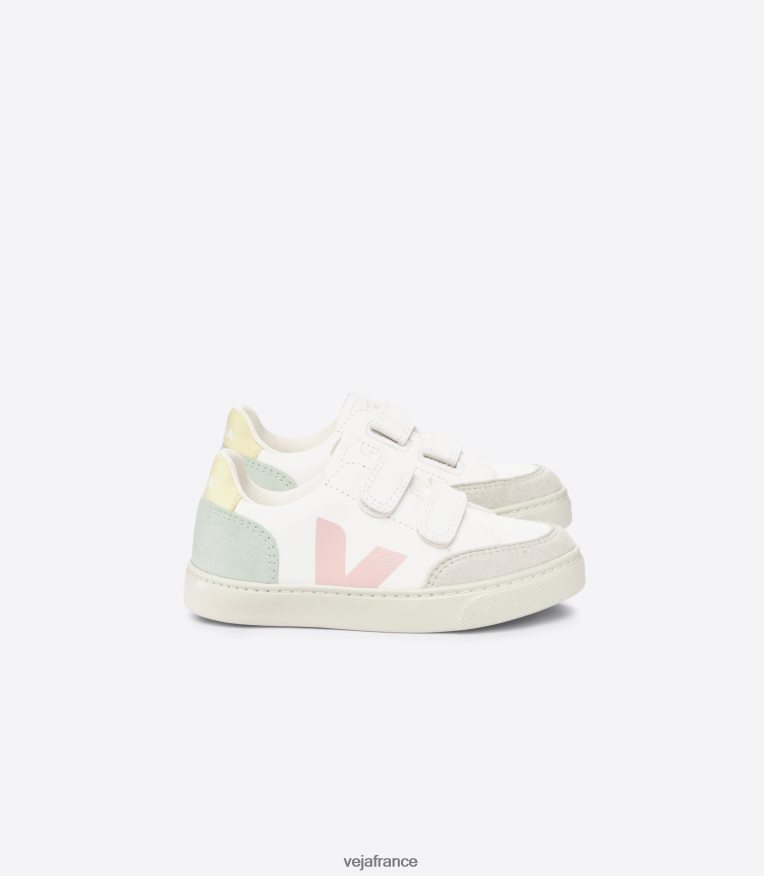 chaussures Veja v-12 cuir sans chrome blanc multico jade enfants 0826JT304