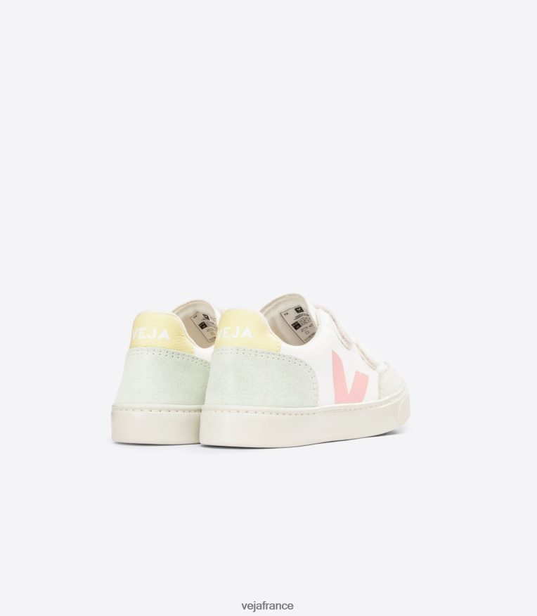 chaussures Veja v-12 cuir sans chrome blanc multico jade enfants 0826JT304