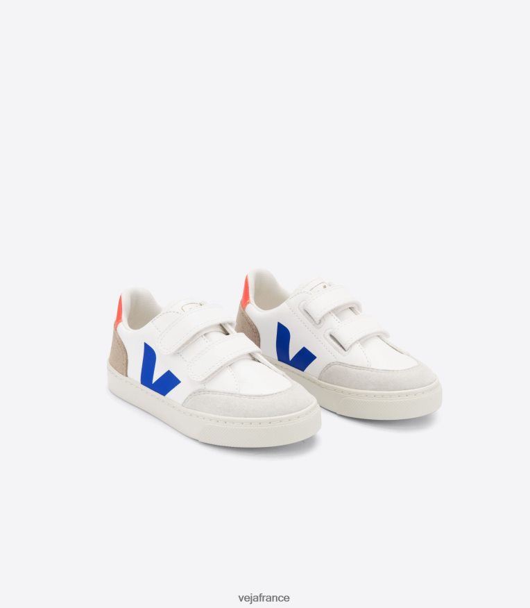 chaussures Veja v-12 cuir sans chrome blanc multico miel enfants 0826JT303